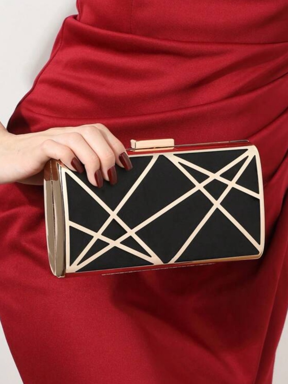 Black and Gold Geometric Evening Clutch